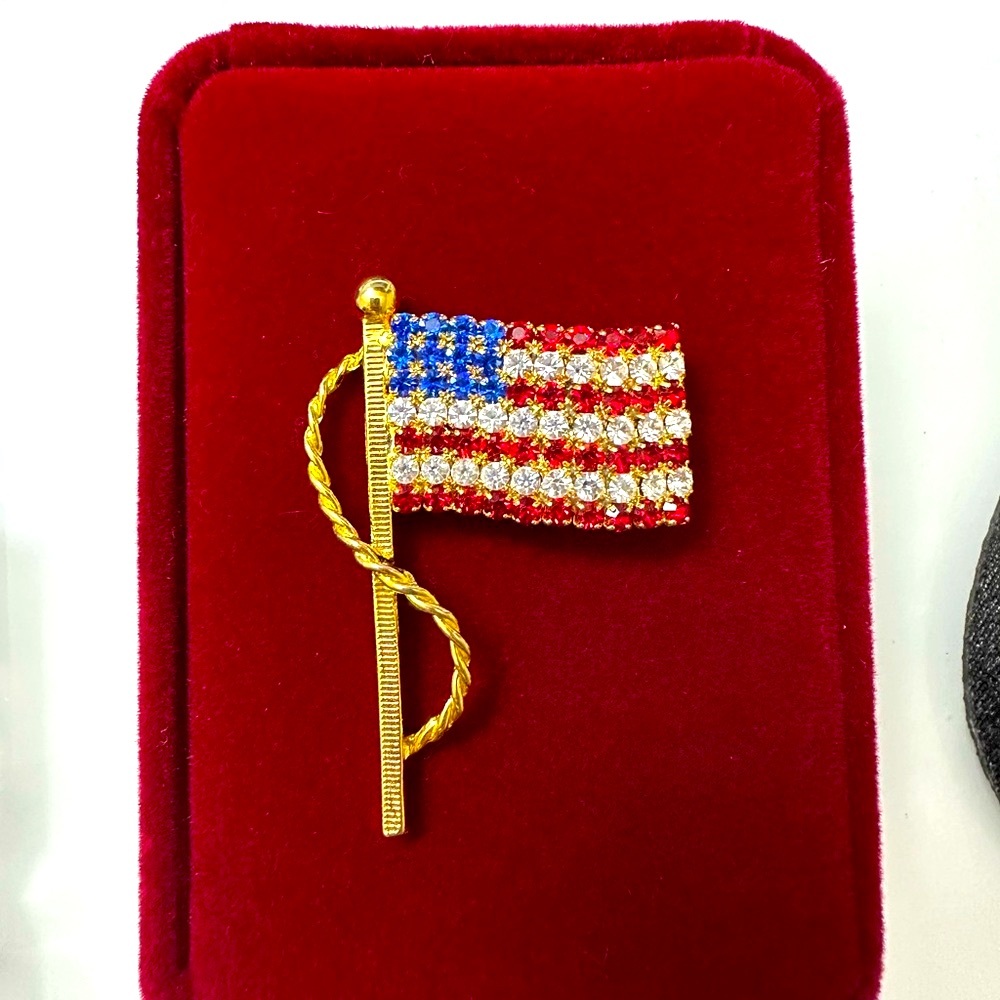 American Flag Brooch with Gold Accents